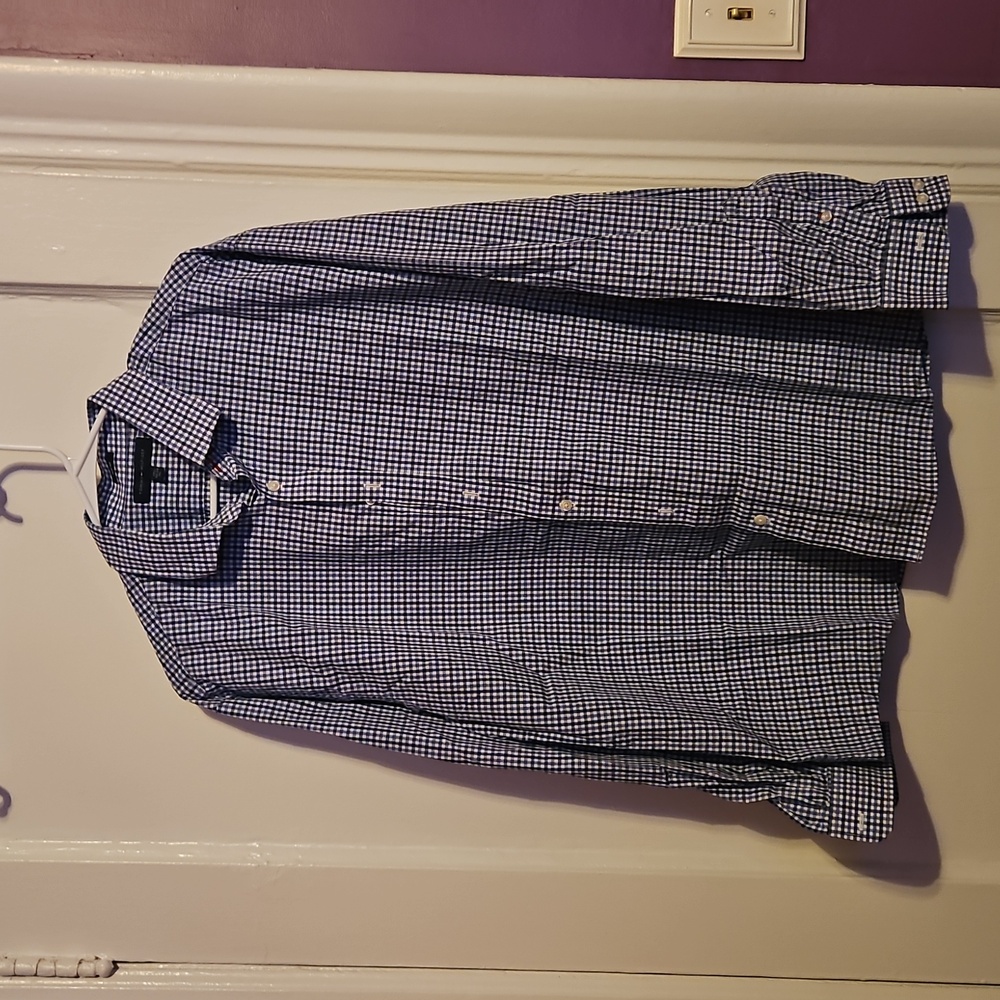 Tommy Hilfiger XL mens long sleeve navy check dress shirt